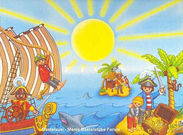 Serviettenbild auf Malpappe - Piraten