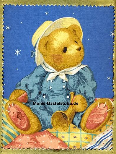 Wandbild mit Stoff - Teddybär Mädchen