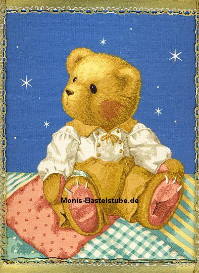 Wandbild mit Stoff - Teddybär Junge