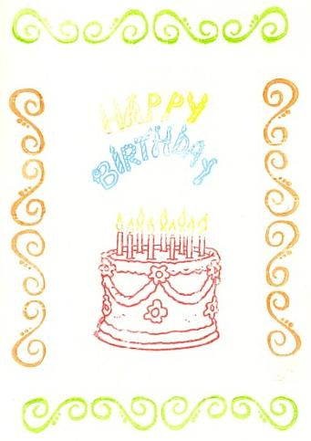 Karte mit Stempeltechnik Happy Birthday