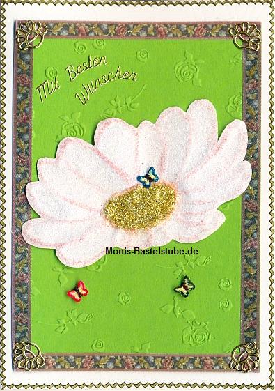 Grußkarte - Blume mit Schmetterlingen mit Prägeboard