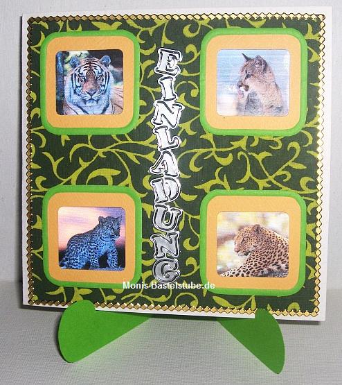 Grußkarte - Einladung in den Zoo - mit Prägeboard Framey