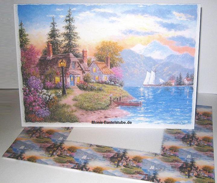 Grußkarte. Cottage am Meer. Mit Dennis Lewans - by the Waters Edge..jpg