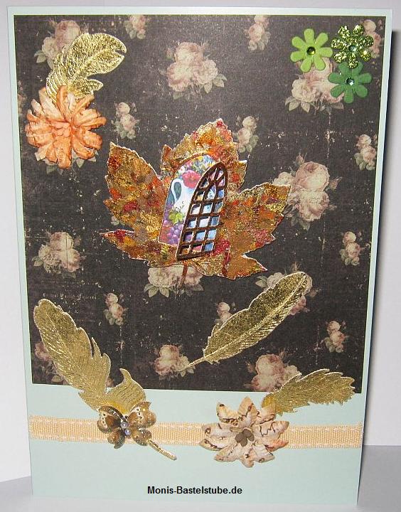 Grußkarte-Blumen-Blätter-und-Federn. Spellbinders. Petaloo. Flakes.jpg