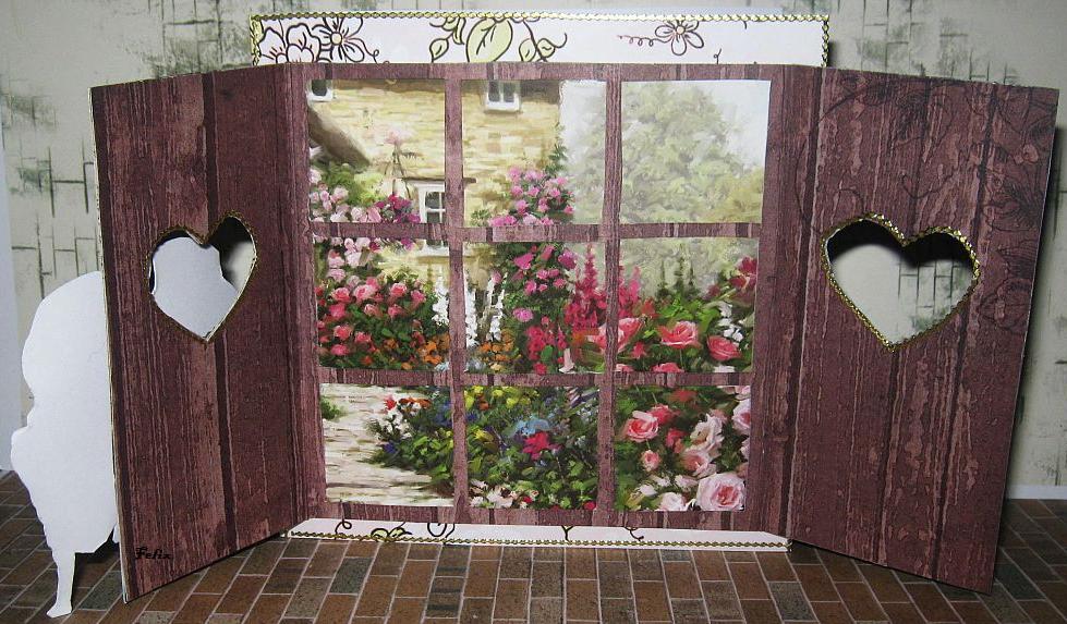 Karte mit Fensterläden. Gartenblick. Offen. Discover Italy. Dutch Doobadoo..jpg