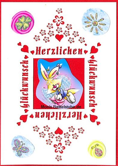 Grußkarte mit Glanzbild - Diddl - Herzlichen Glückwunsch