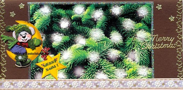 Grußkarte Din lang - Merry Christmas mit Flower Soft