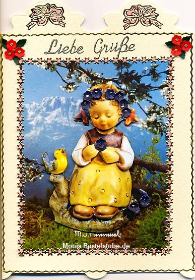 Grußkarte - Hummel - Liebe Grüße mit Blumenzange