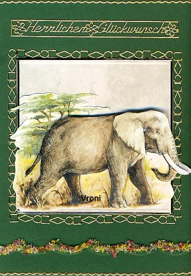 Grußkarte auf Safari / Elefant