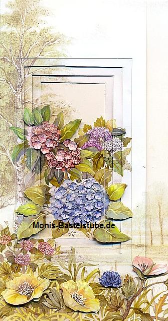 Faltkarte - Hortensie - gestaltet mit der Blumenzange