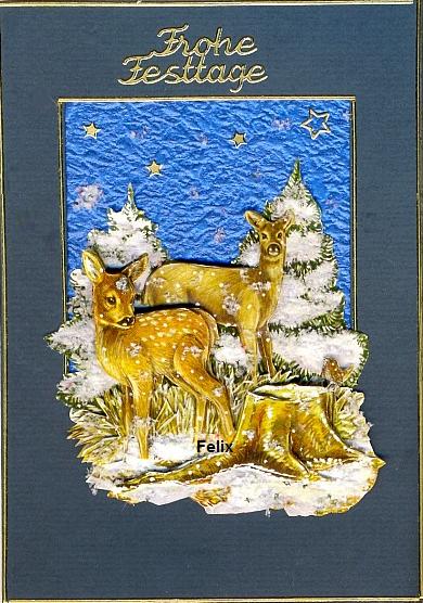 Frohe Festtage - Rehe im Winterwald