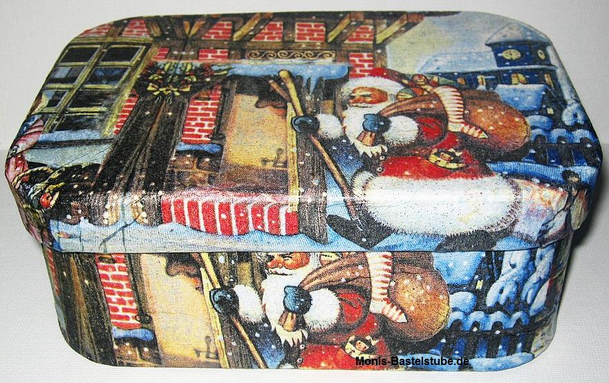 Box mit Serviettentechnik - der Weihnachtsmann kommt