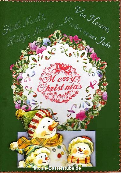 Grußkarte - Merry Christmas - 3D Technik und Stempeltechnik