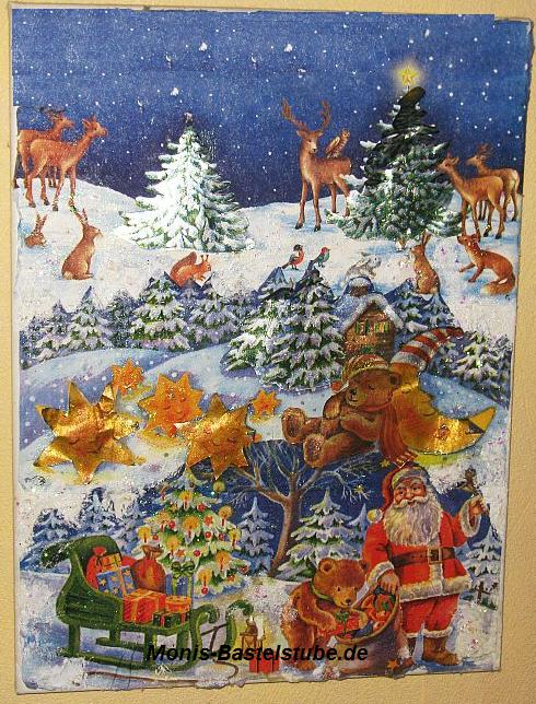 Wandbild mit Serviette Winterlicher Weihnachtswald