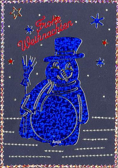 Das ist meine Karte zum Thema Winter. Genommen habe ich dazu einen schönen Schneemann Sticker, mit Sternen und Schneeflocken.