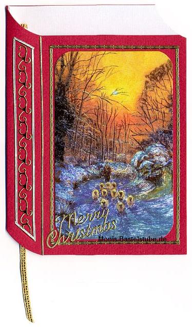 Buchkarte - Schafhirte im Winter - mit Metall-Gravur