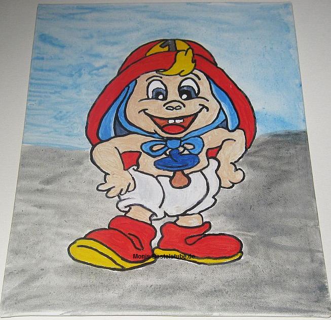 Gemaltes Wandbild - Baby Feuerwehr
