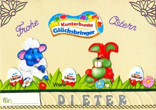 Osterkarte für meinen Mann / zum Oster Grußkarten Wettbewerb. Hergestellt mit Verpackungen von Osterartikeln. Verzierung mit dem Prägeboard. Osterkarte von Vroni